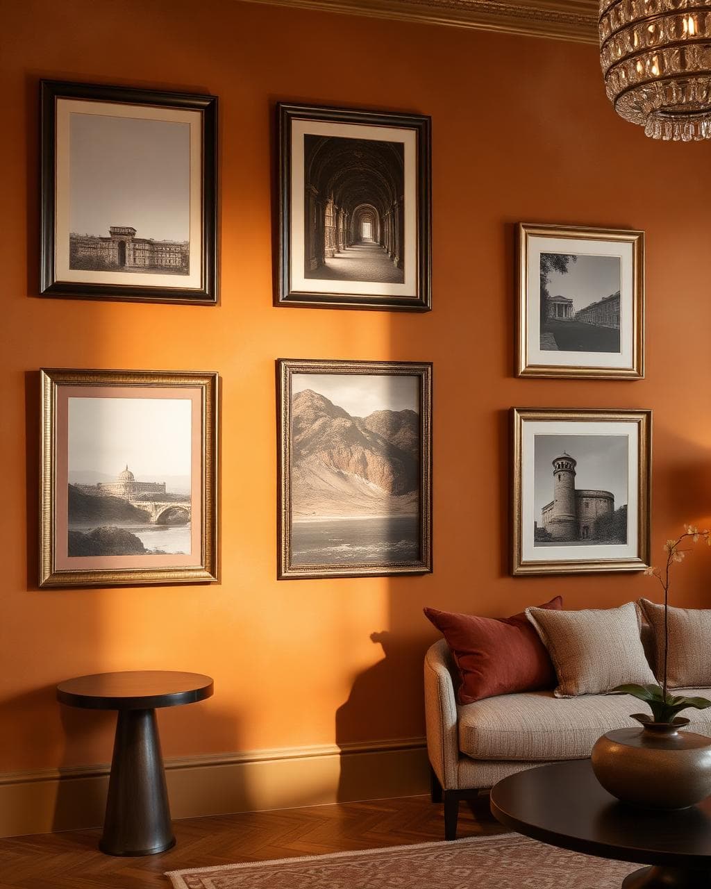 Framed gallery wall of canvas prints