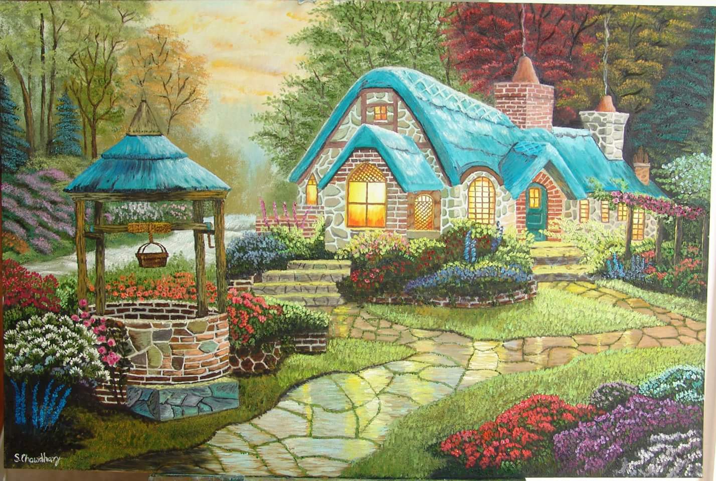 Make a wish cottage a copy art of Thomas Kinkade — Sarita Chowdhary